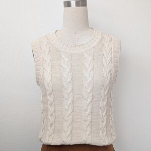 Sanctuary Cotton Cable Knit Sweater Vest in Cream Size Small New Condition